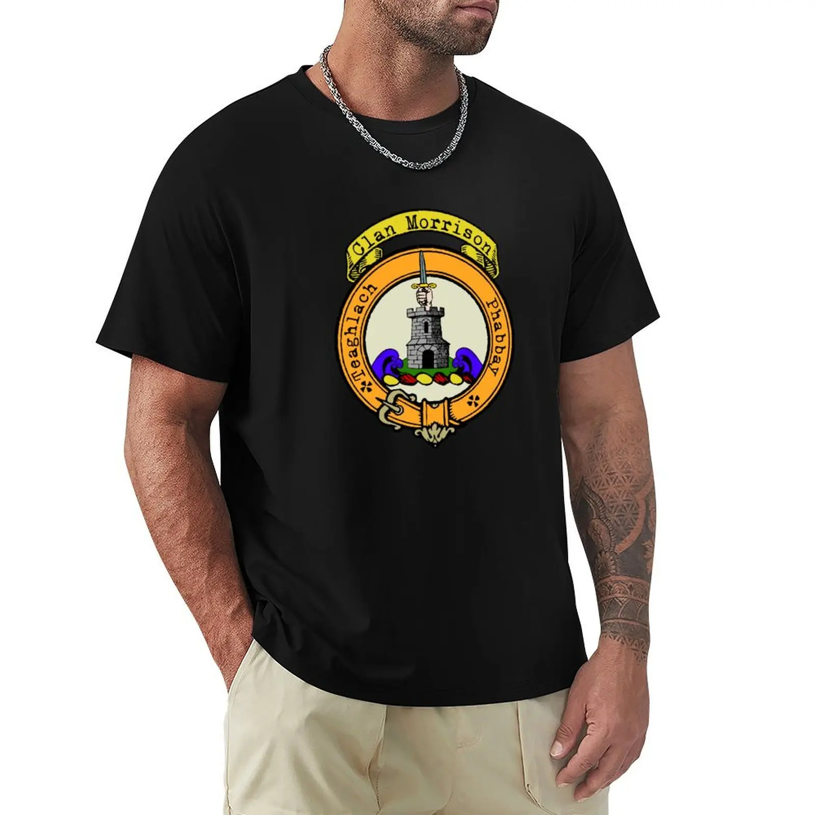 Morrison Clan Surname crest T-Shirt Work Wear Simple Tee Shirt
