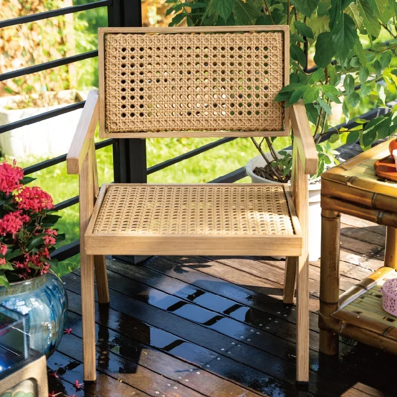 

Chinese Courtyard Outdoor Aluminum Alloy Backrest Rattan Chair Chandigar Chair Outdoor