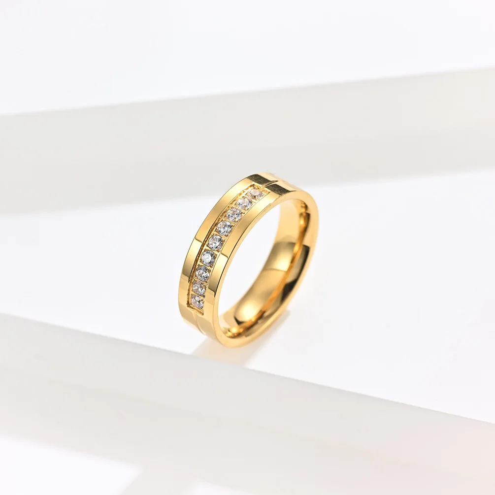 Popular 6mm Eternity Rings With CZ Stone Latest Gold Color Stainless Steel Artificial Jewellery Designs 2025 Birthday Gift image 5