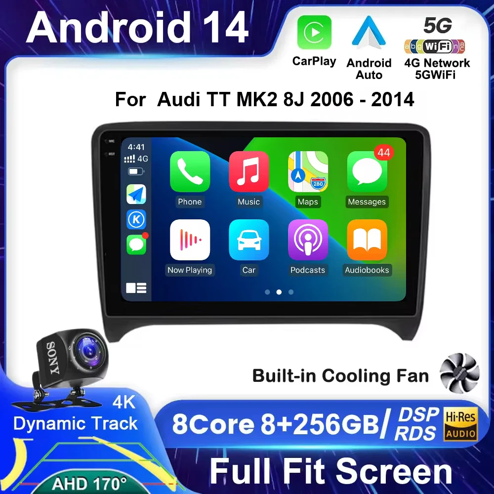 

Android 14 For Audi Audi TT MK2 8J 2006 - 2014 Car Radio Stereo Multimedia GPS Video Player Wireless Carplay Auto DSP RDS WIFI