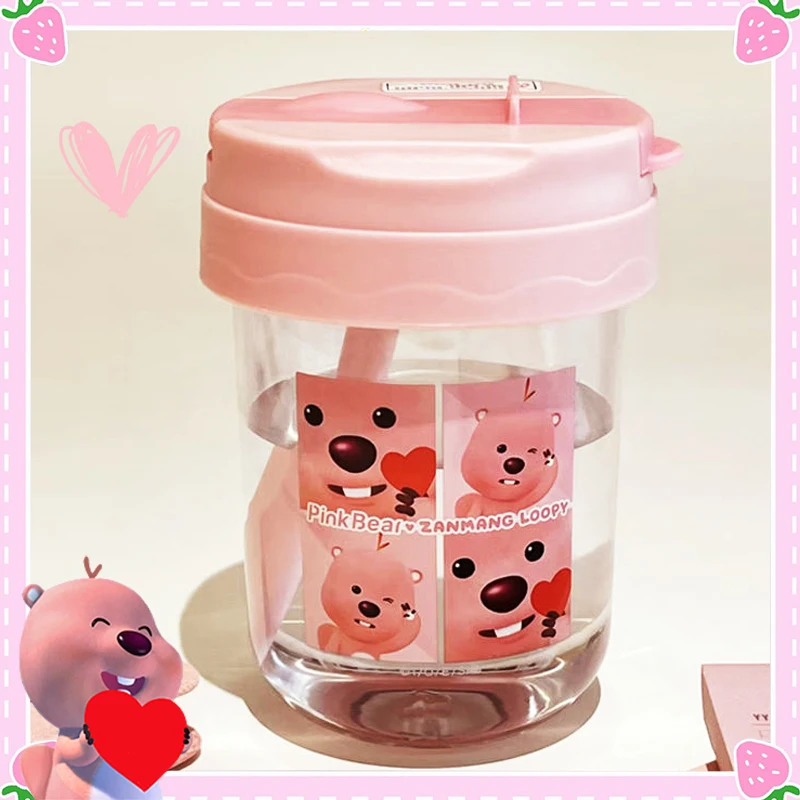 

Loopy Straw Cup Kawaii Portable High-Capacity 380Ml Trendy Cartoon Pink Sweet Cute Sports Stylish Girls Kids Gift Lovely Stylish