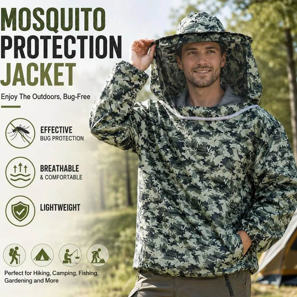 Foldable Beekeeping Suit Jacket Veil Set Double Zippered Beekeeping Protective Suit anti-bee Beekeeper Clothing with Hat ﻿