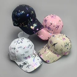 Gorras de béisbol de algodón para hombre y mujer, gorros de béisbol con degradado brillante, letras Kpop, estilo Hip Hop, informal, cómodo