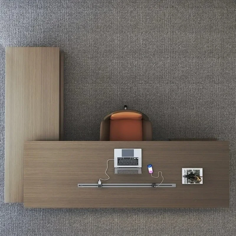 Офисные компьютерные столы для руководителей General Manager. Высококачественный рабочий стол для босса с картотечным шкафом. Роскошный современный набор столов и стульев.