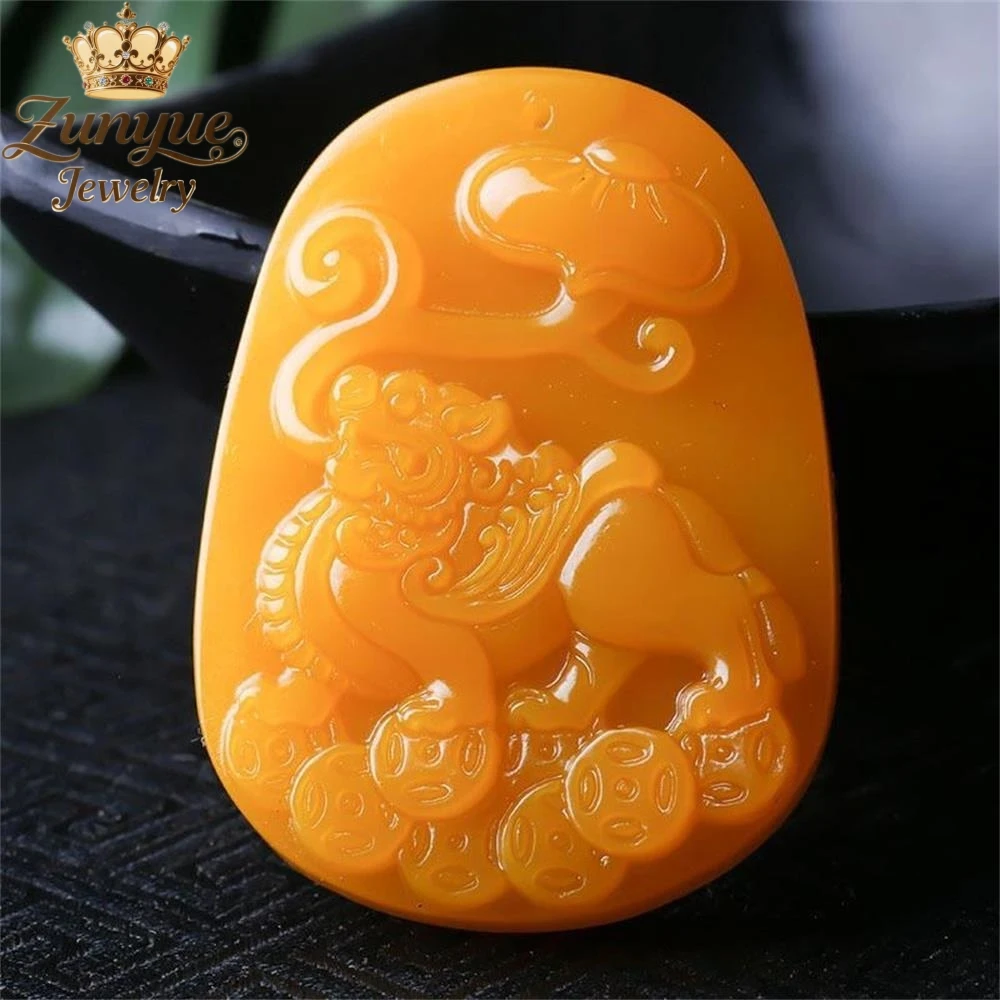 

High-End HeTian Yellow Dragon Jade Pixiu Pendant Luxury Quality Fashion Fine Jewelry Exquisite Elegant Charms Popular Young Gift