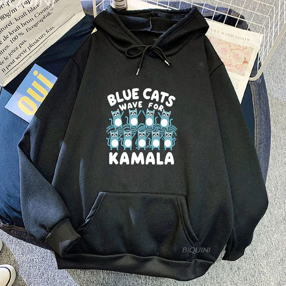 Blue Cats Kamala cartoon hoodie Cute Hooded Sweatshirt for Autumn/Winter Unisex Clothing moletom aldult Hoody