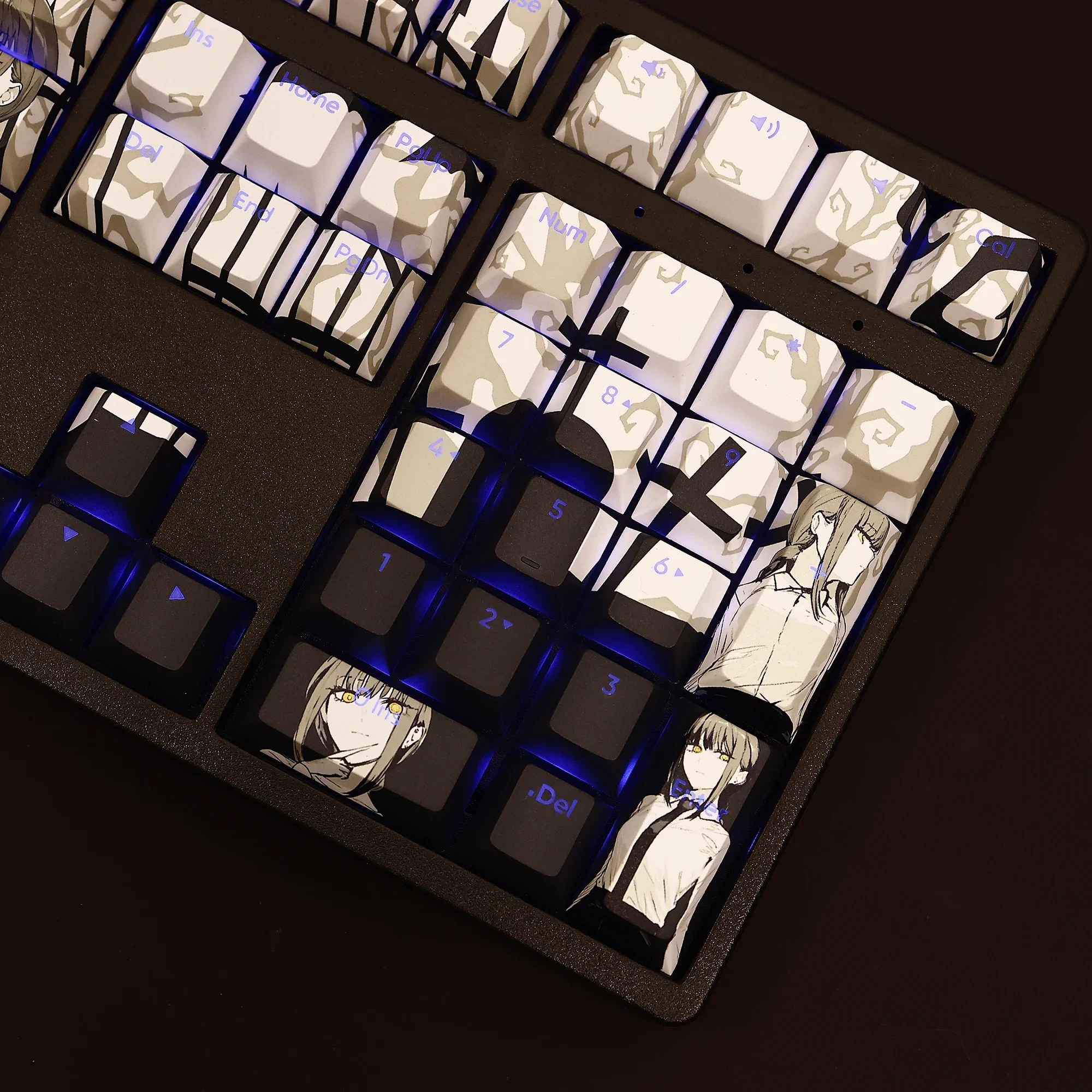 Imagem -05 - Keycaps Teclado Mecânico Chainsaw Man Makima Tema do Jogo de Animação Pbt Keycaps Perfil Cherry Translúcido Rbg 108 Chaves