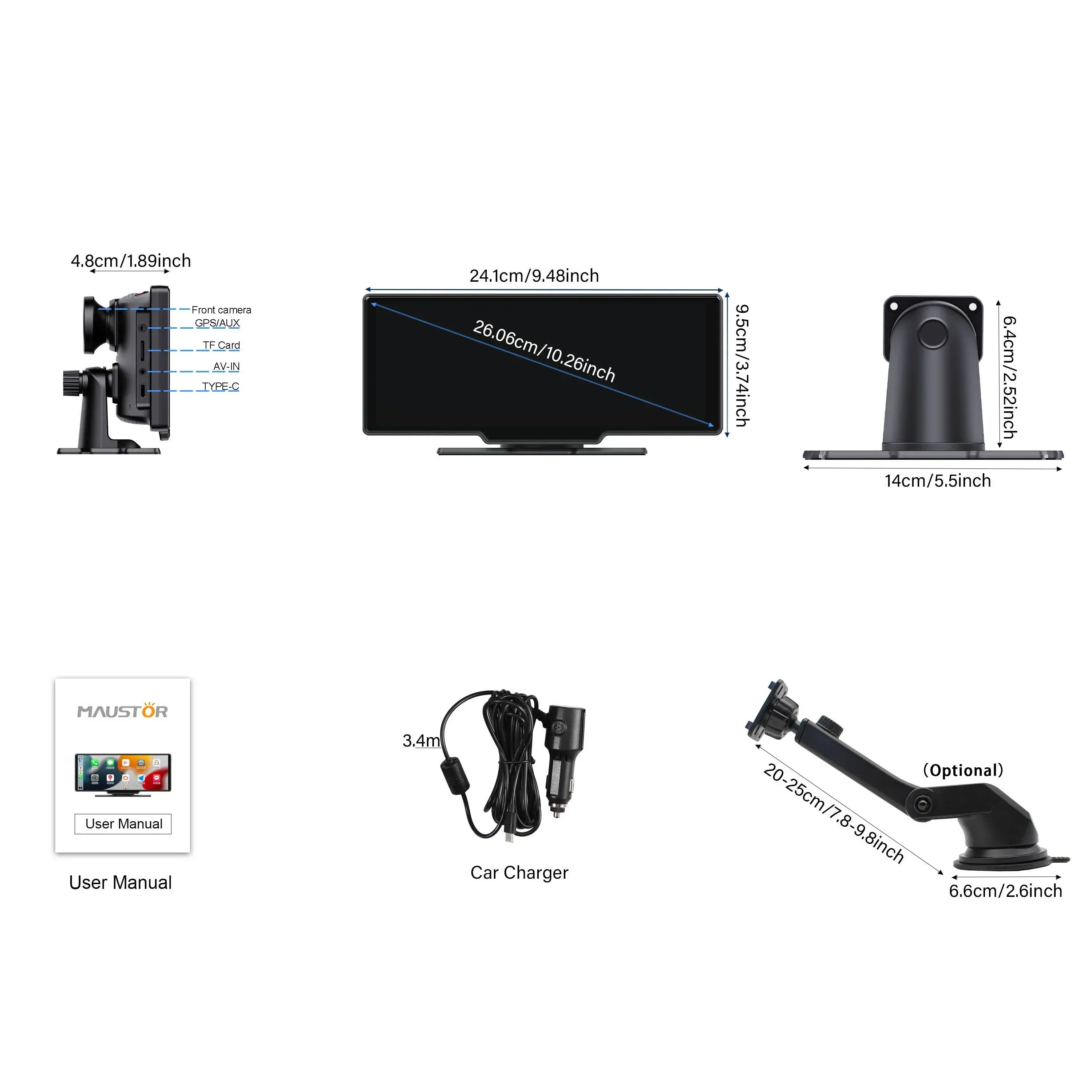 

2026 New Dual BT Stereo Android Auto Car Radio 10.26 Inch Wireless Carplay Car Play Dashcam DVD Audio System MP5 Player