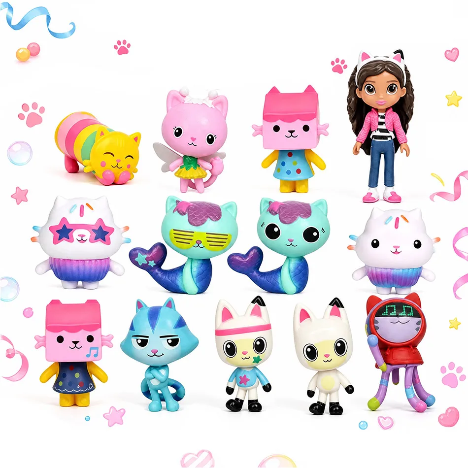 Geburtstagsgeschenke Niedliches Gabby Dollhouse Spielzeugset 13-teilig PVC-Actionfiguren, Katze Mercat Freunde Sammlerpuppen