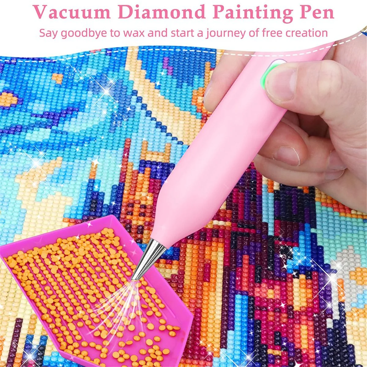 

A002 Electric Diamonds Painting Pen, Vacuum Diamond Art Pen No Wax Needed, Diamond Art Pen Tool Diamond Art Pen Pink