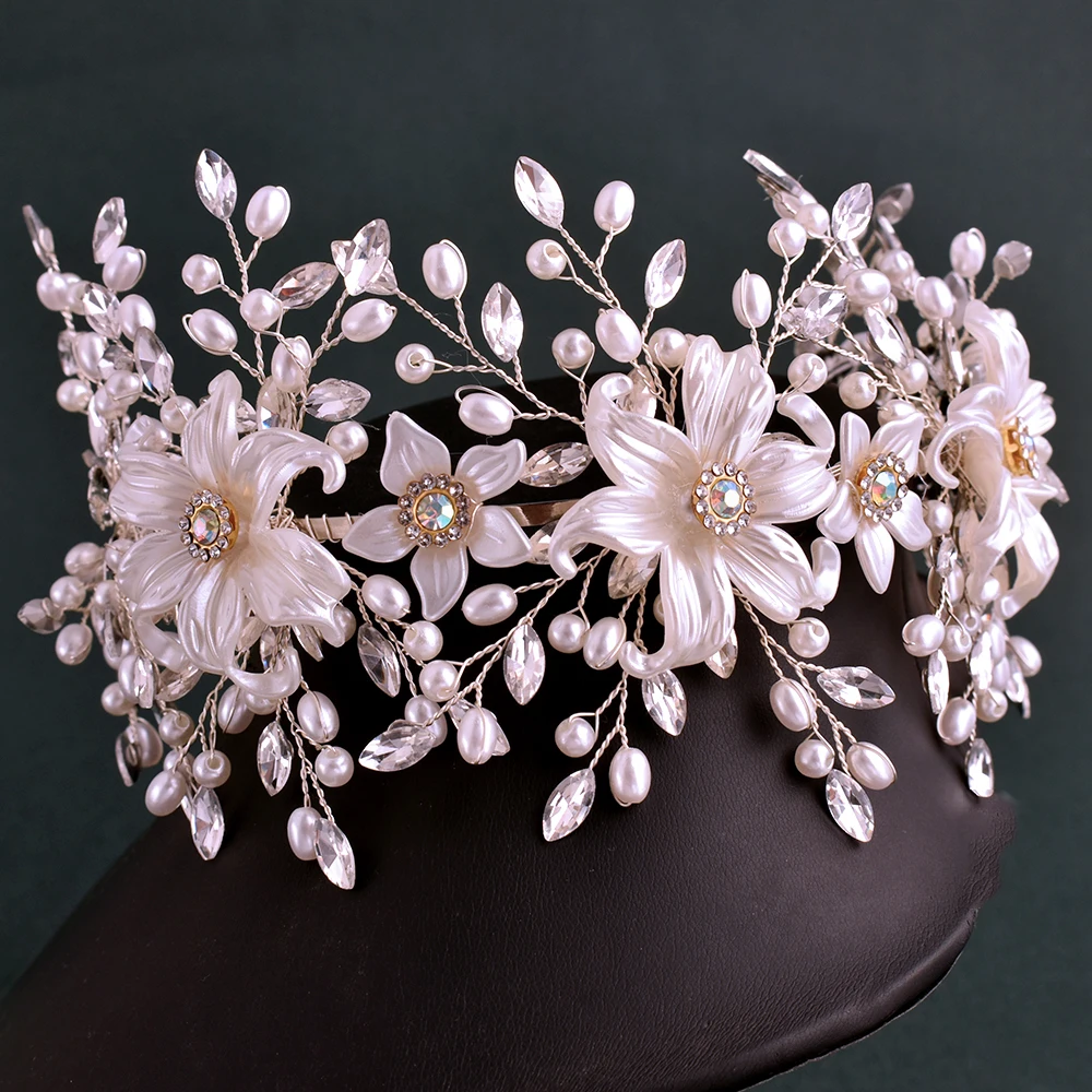 

DZ178 Handmade Wedding Bridal Headwear Pageant Tiaras and Headdresses Women Fashion Hair Accessories Banquet Party Headband