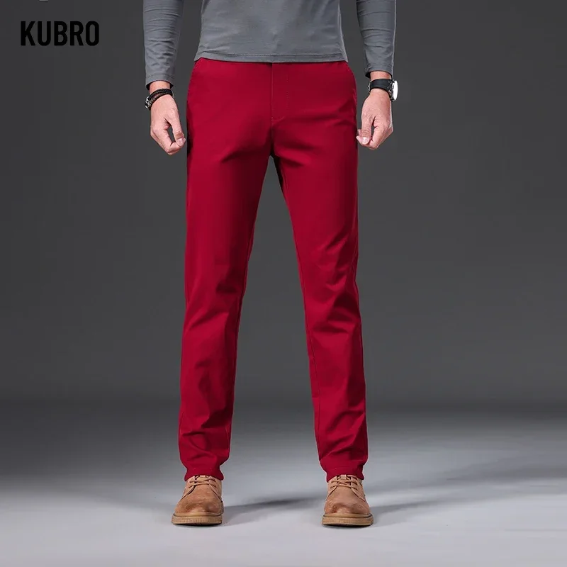 KUBRO 2023 Spring Autumn Business Dress Pants Men Elastic Waist Frosted Fabric Casual Trousers Formal Social Suit Costume Homme