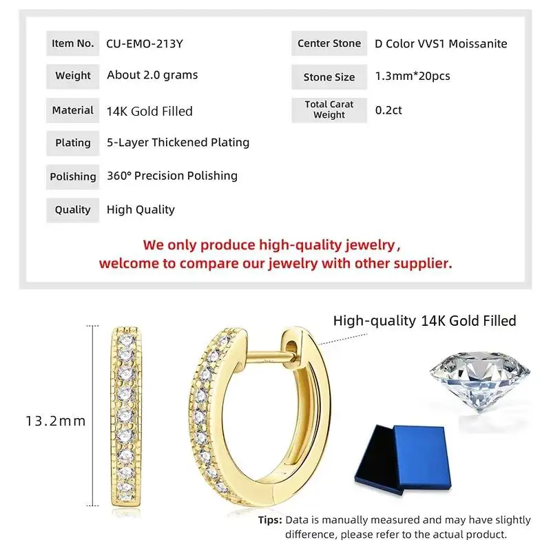Anniversary Gift Classic Channel Setting 1.3mm Round D VVS1 Natural Moissanite Tiny Piercing Huggies Hoop Earrings for Women