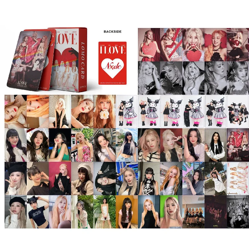 55pcs/set New Kpop GIDLE Laser Lomo Cards Album I LOVE Ye Shuhua MINNIE YUQI Postcard Fans Collection Gift