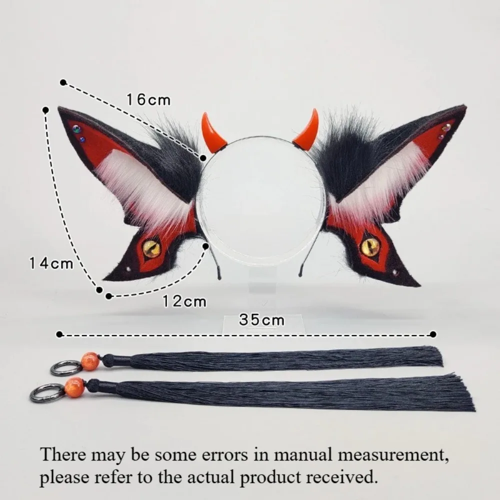 Demon Animal Ears Headband Furry Butterfly Moth Fantasy Creatures Anime Cosplay Costume Halloween Headdress Horn Fursuit Props