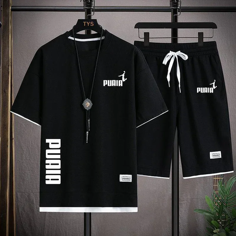 

Men's New Summer Fashion Printed Design Sportswear Sets, Multi-color Options for Casual Wear Sets, Men's Short Pants Sets T-Shir