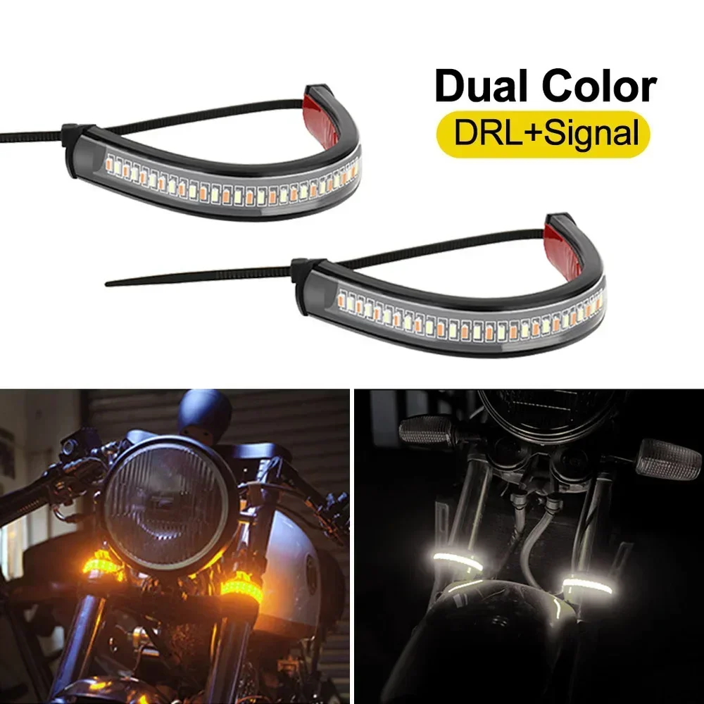 NEW 32LED Motorcycle Strip Light Tail Brake Stop Turn Signal Light License Plate Lamp Red + Amber LED Color Motor Styling