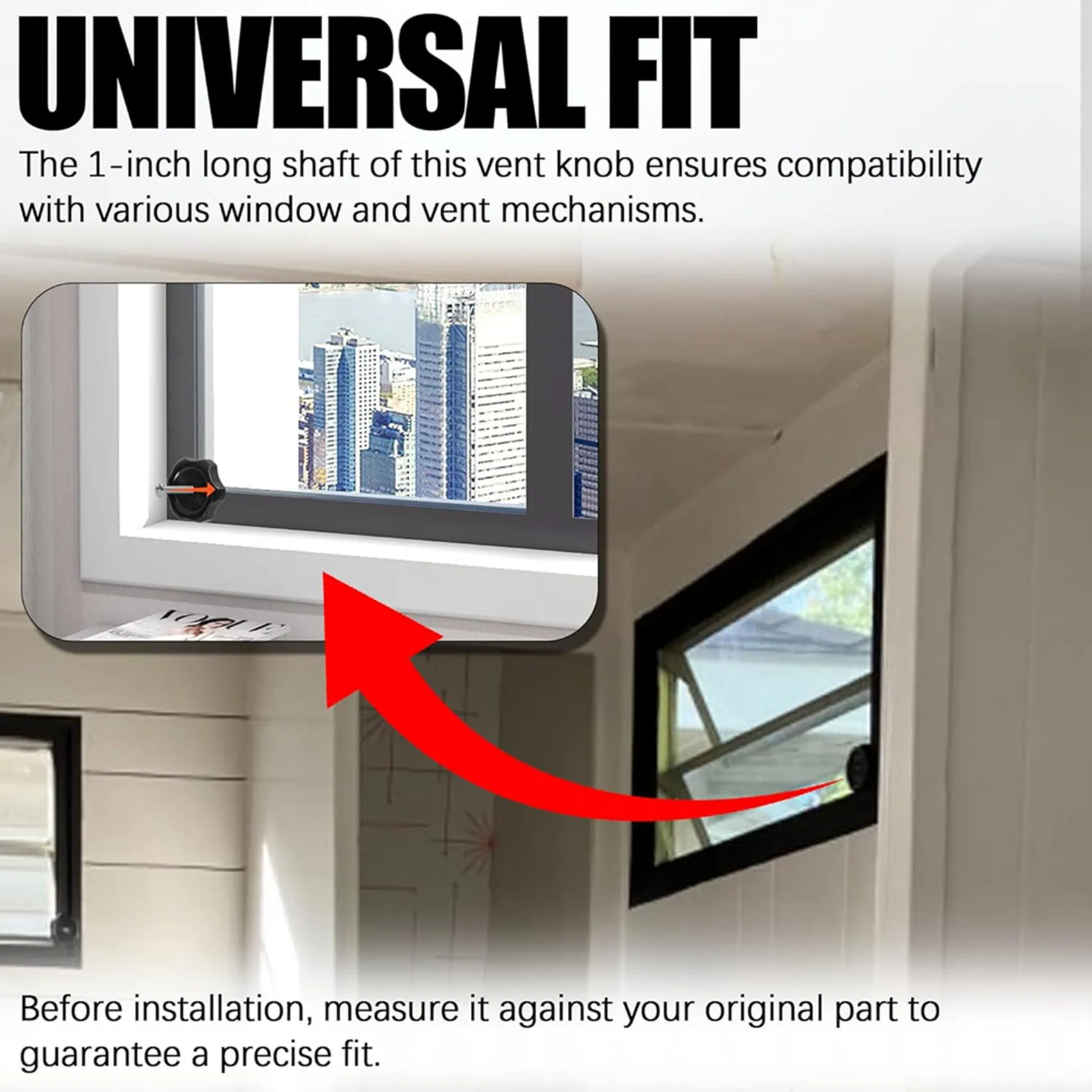 

Комплект из 6 черных ручек AB33-6 для окон и вентиляционных люков автодомов, 1-дюймовый шток, внутренняя фурнитура, замена ручки окна прицепа, ручка-защелка для окна автодома
