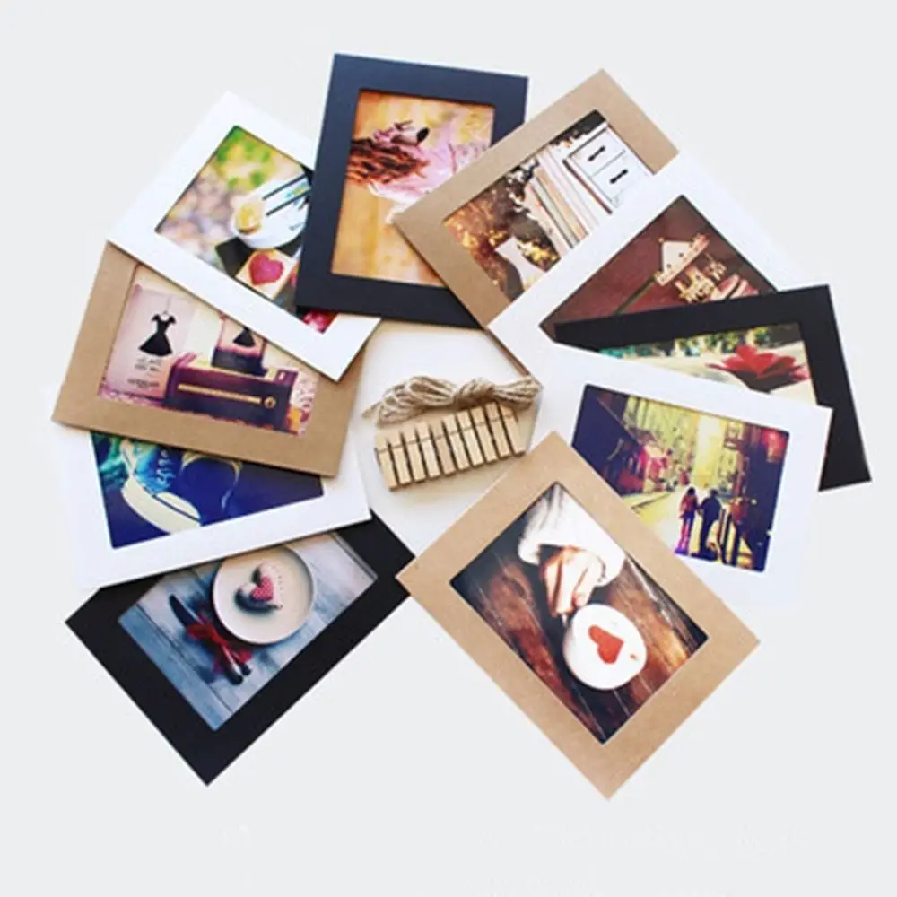 10pcs DIY Kraft Paper Picture Frames with Clips
