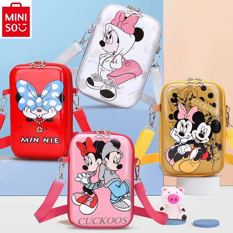 

MINISO Disney High Quality PU Lightweight Phone Bag for Children's Cartoon Mickey Mini Multi functional Storage Crossbody Bag