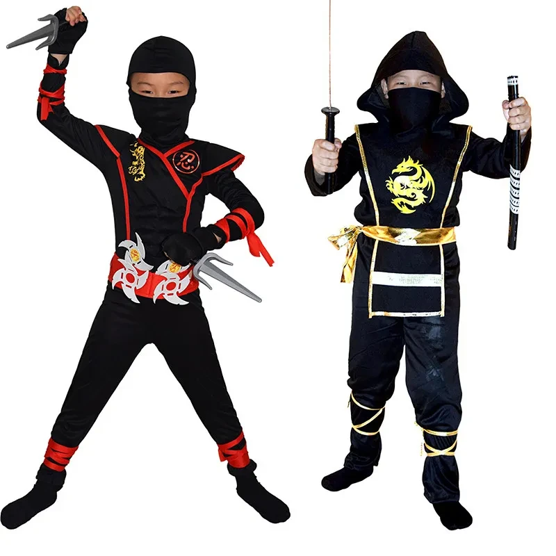 Ninja Deluxe Costume per bambini con accessori per armi bambini Kung Fu Outfit idee per feste di Halloween regali con giocattoli a baionetta ragazzi