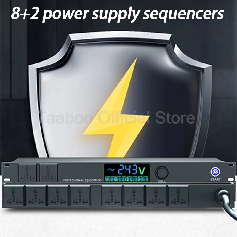 Power Sequencer Professional 10 Channel High Power Equipment Power Supply Controller with Led Display Separate Filter Air Switch