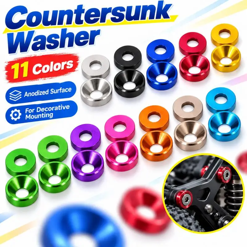 10pcs Aluminum Alloy Countersunk Washer M2 M2.5 M3 M4 M5 M6 Colourful Anodized Countersunk Head Bolt Washers Gasket