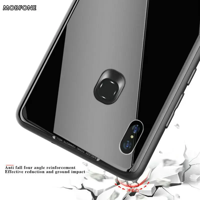 For Xiaomi Mi Max 3 Shockproof 9H Luxury Skin Tempered Glass Protect Back Cover For Xiaomi Mi Max3 Phone Funda Shell Cases