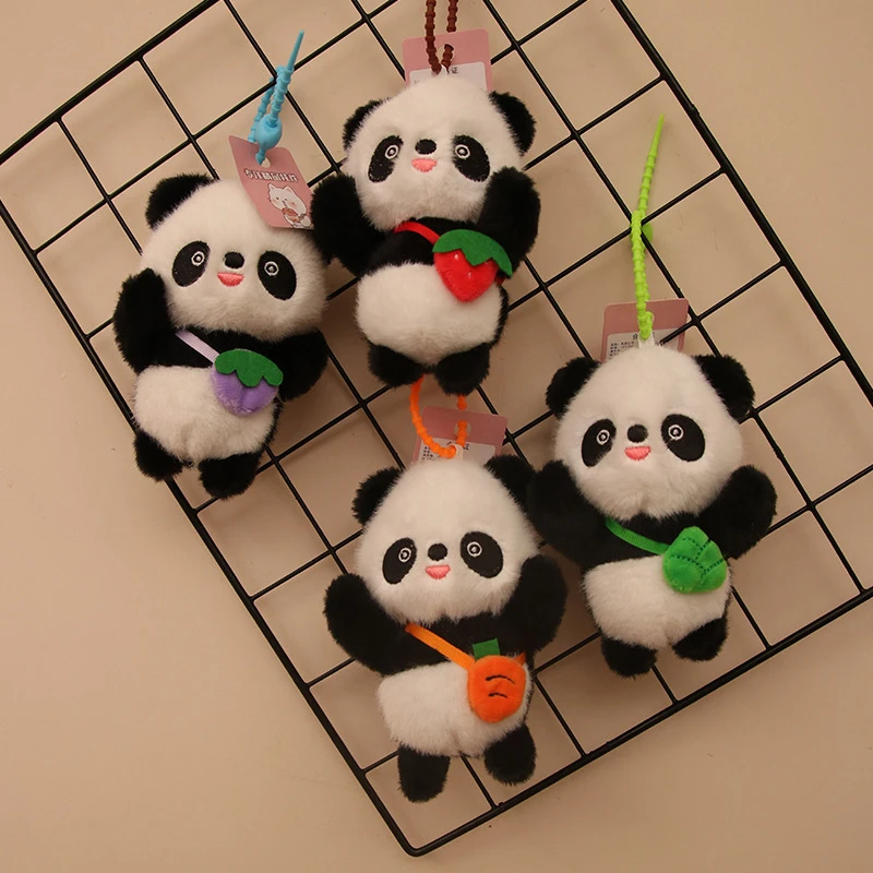 Llaveros de Panda de frutas, bolso de Panda, colgante, muñecas, mochila, colgantes, juguetes, decoraciones para muñecas