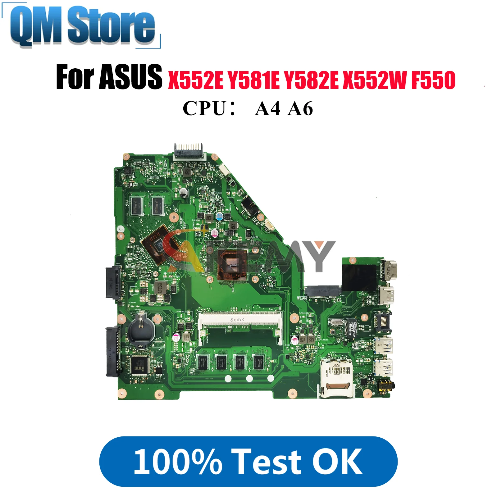 

X550WE Материнская плата для ноутбука ASUS VivoBook Y581E F550WE X550WE X552W X552EP Y582E X550W Материнская плата для ноутбука с процессором A4 A6 stk