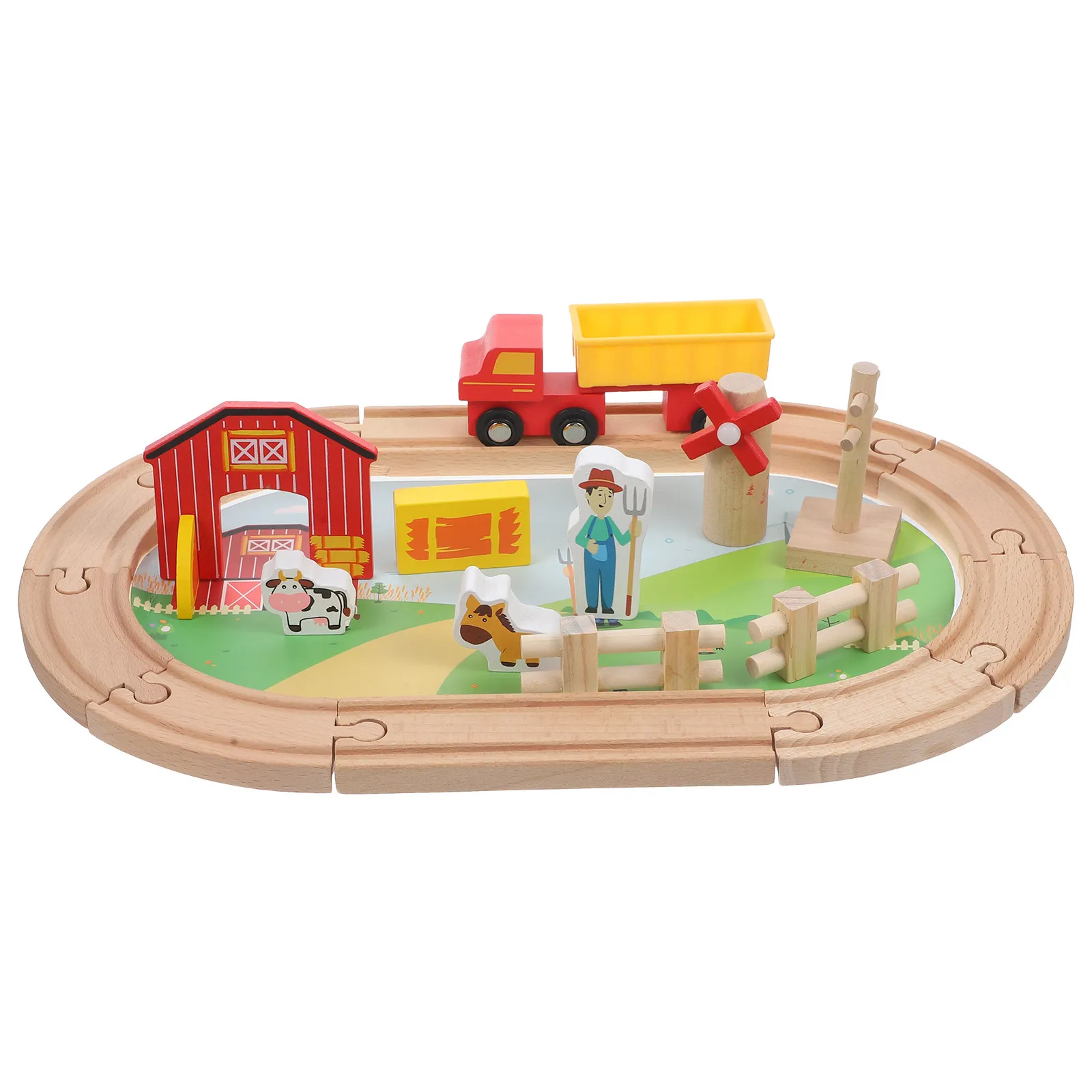 

1Set Wooden Train Track Farm Animals Educational Cognition Learning Kids Plaything Toddlers Boys Gift Toddler Train Set