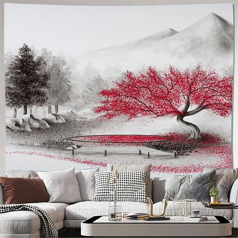 

Природный гобелен, лес, настенный горный пейзаж, домашний декор, перегородка для комнаты, винтажный художественный живописный настенный рисунок