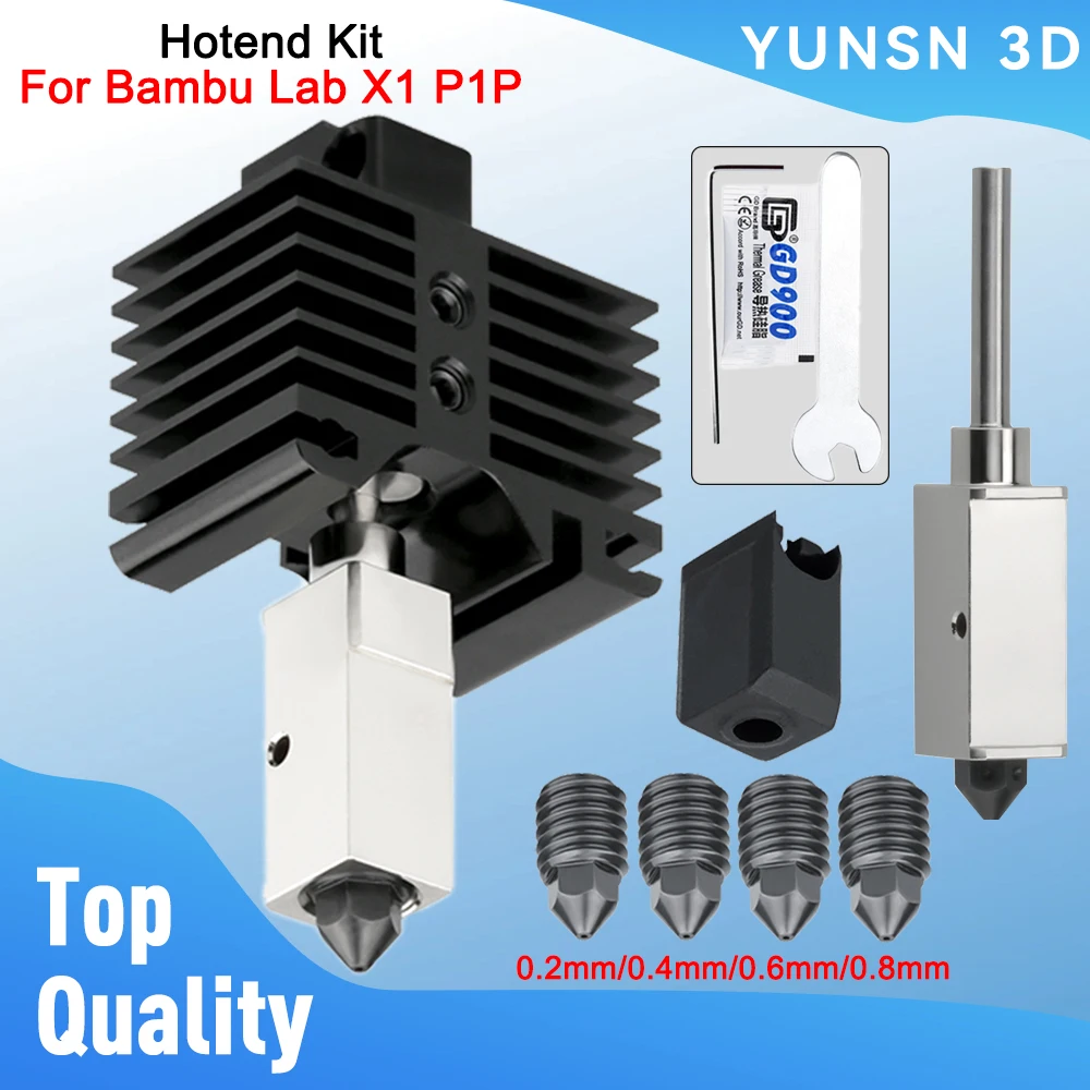 

Комплект Hotend для Bambu Lab X1 P1P TZ, обновленное горло экструдера с закаленным соплом 500 ℃ Запасные части для 3D-принтера горячей секции
