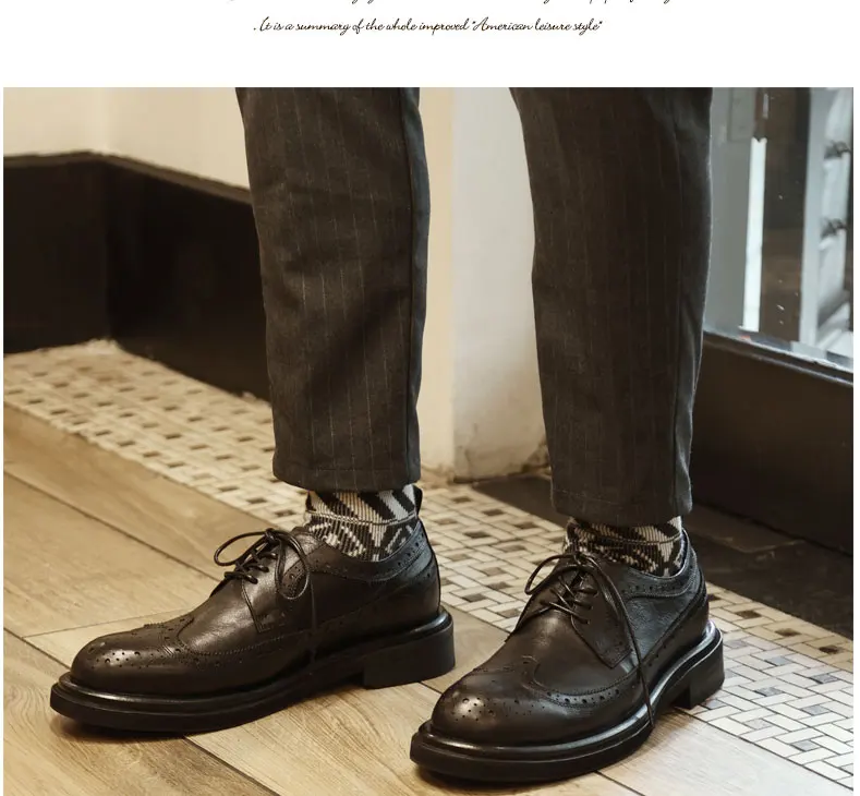 Zapatos formales de estilo británico para hombre, zapatos de cuero informales de negocios tallados con punta redonda, suelas gruesas, aumento de zapatos de boda