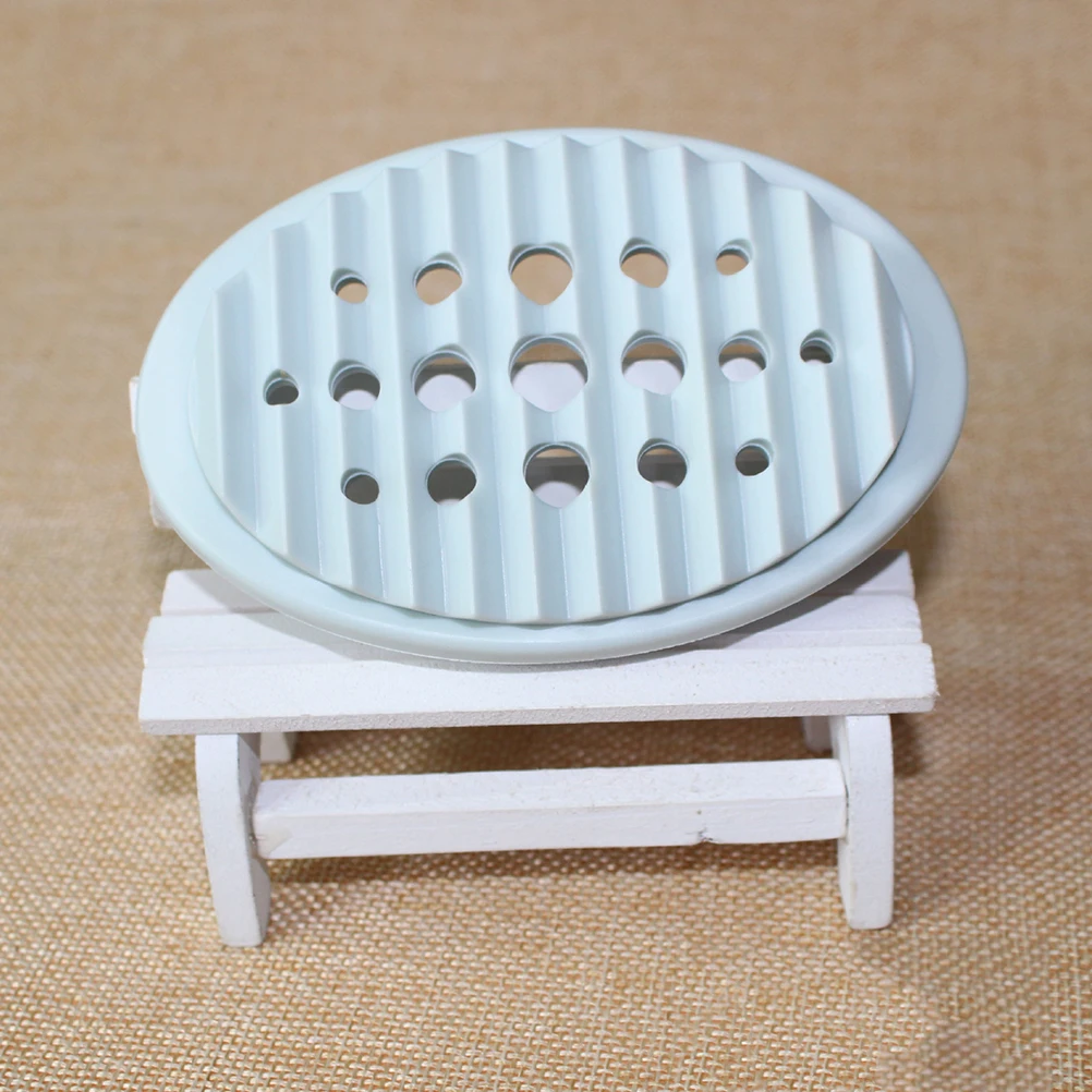 

Creative Oval Silicone Soap Box With Drain Design For Shower Bathroom Kitchen Dish Tray Holder For Countertop (Blue)