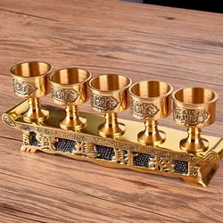 Buddha Furnishings for Buddha, God of Wealth, Land, Cups, Pure Copper Connected High Foot Wine Cup, TeaCup kitchenware