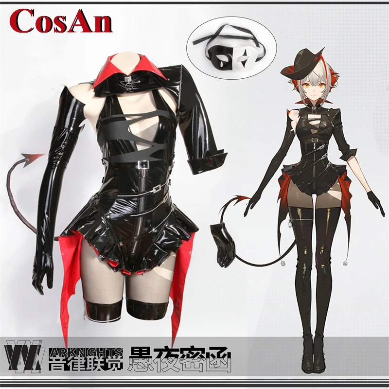 

CosAn Game Arknights W Cosplay Costume 2023 Music Synesthesia Black Patent Leather Jumpsuit Activity Party Role Play Clothing