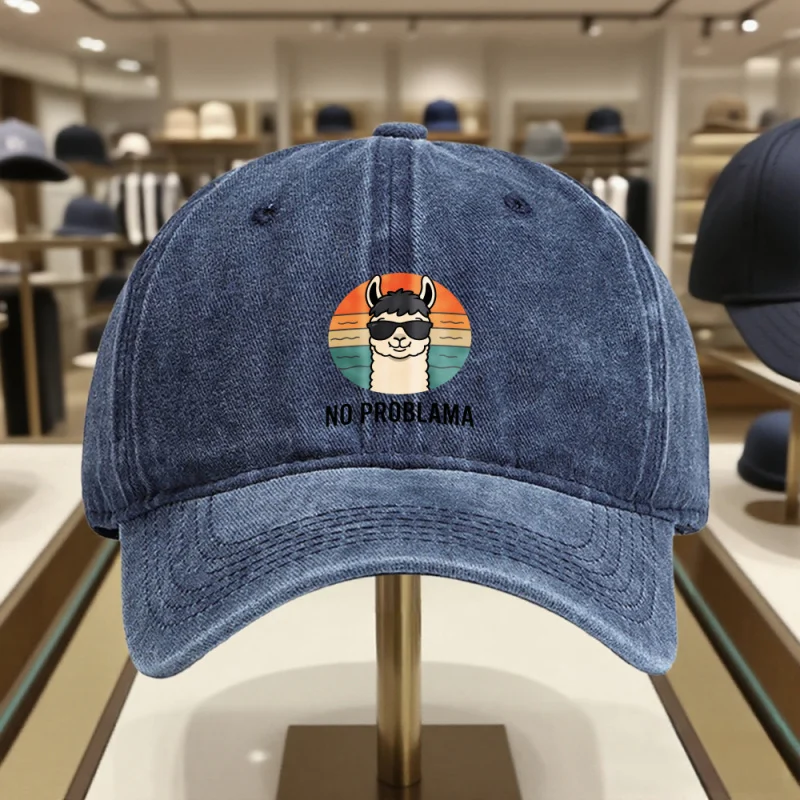 

Cartoon Alpaca Printed Baseball Cap Curved Brim Unisex Outdoor Hat for Camping Travel Men Women