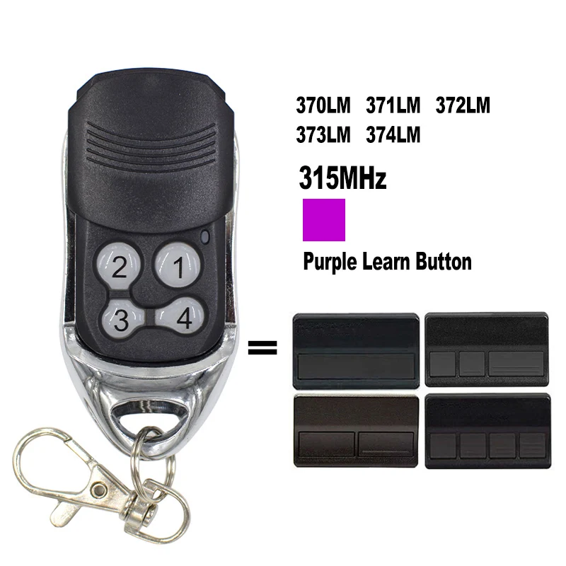 1/2/3개 Sears Craftsman 315 139.53753 차고 문 원격 제어 315MHz 370LM 371LM 372LM 373LM