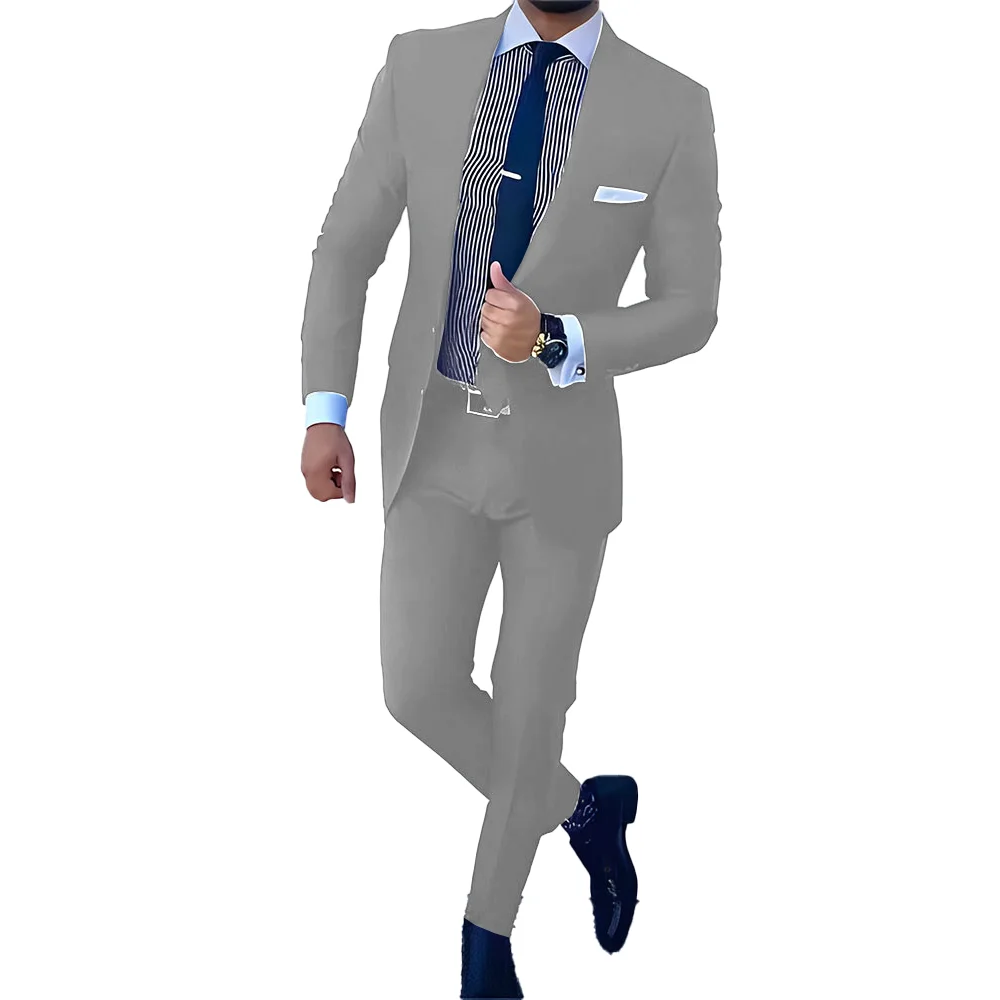 Royal Blue Business Men's Suit 2 piece suit Formal Work Clothes Office Slim Fit Jacket Pants Wedding Groom Tuxedo Party Dress