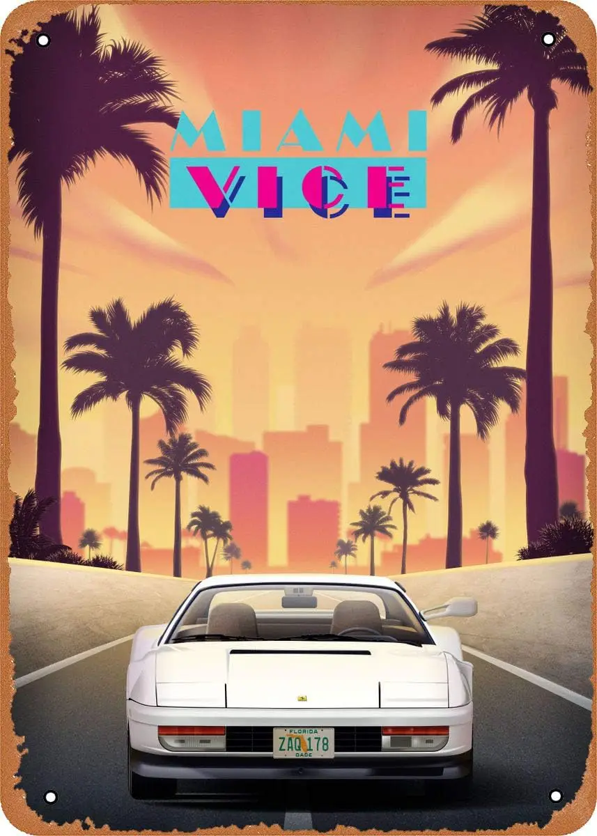 

Vintage Look Metal Sign - Movies Miami Vice - 8 x 12 Tin Sign