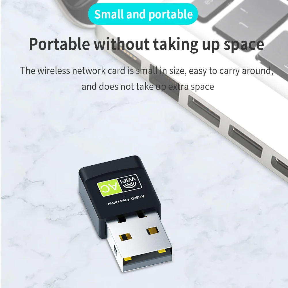 TISHRIC Dual- Band Wifi Adapter 600Mbps USB Wireless Network Card Ethernet Receiver Network Card For PC Desktop Laptop