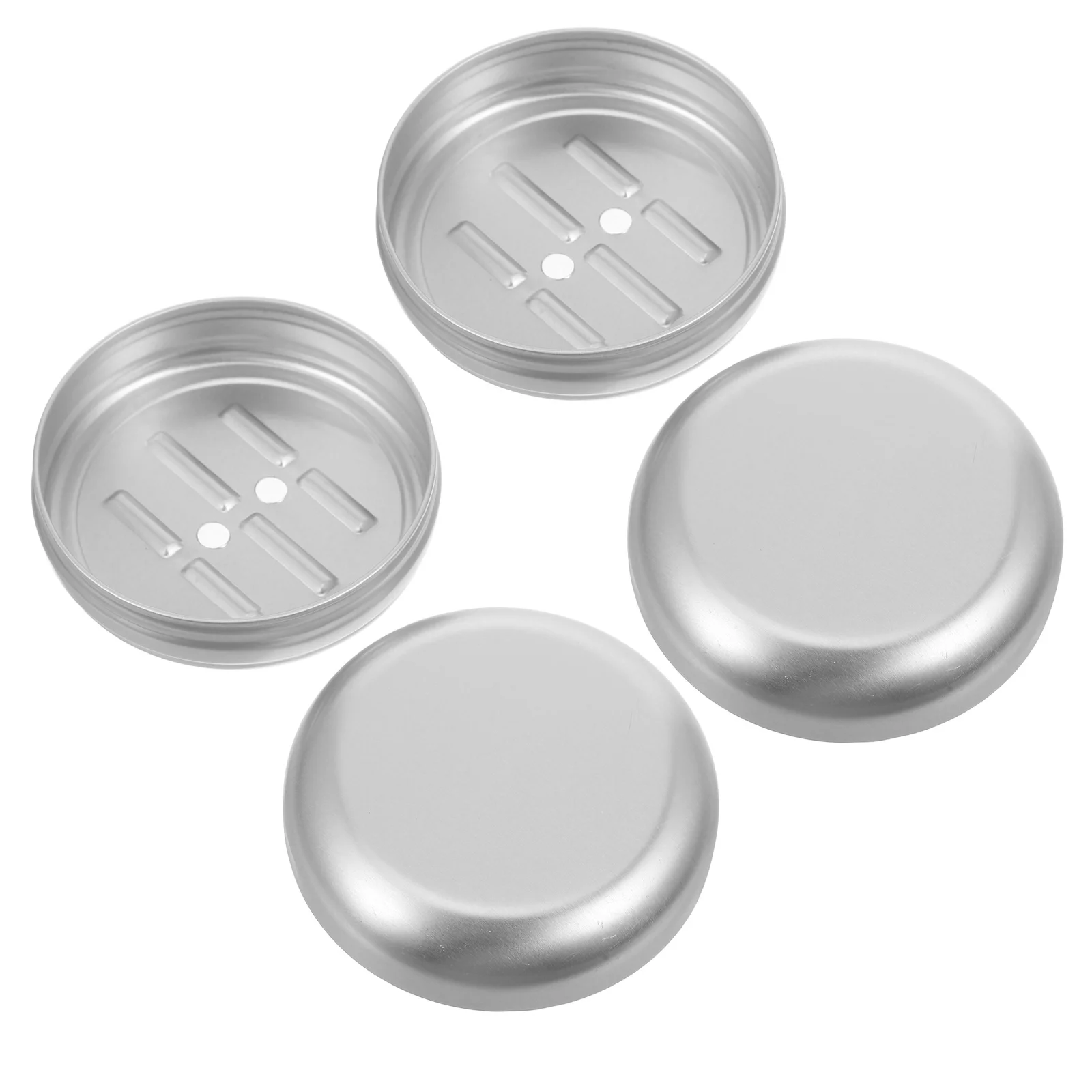 

2Pcs Round Aluminum Soap Holder Leakproof Travel Case Portable Soap Box for Bathroom Shower Camping Toiletries Storage