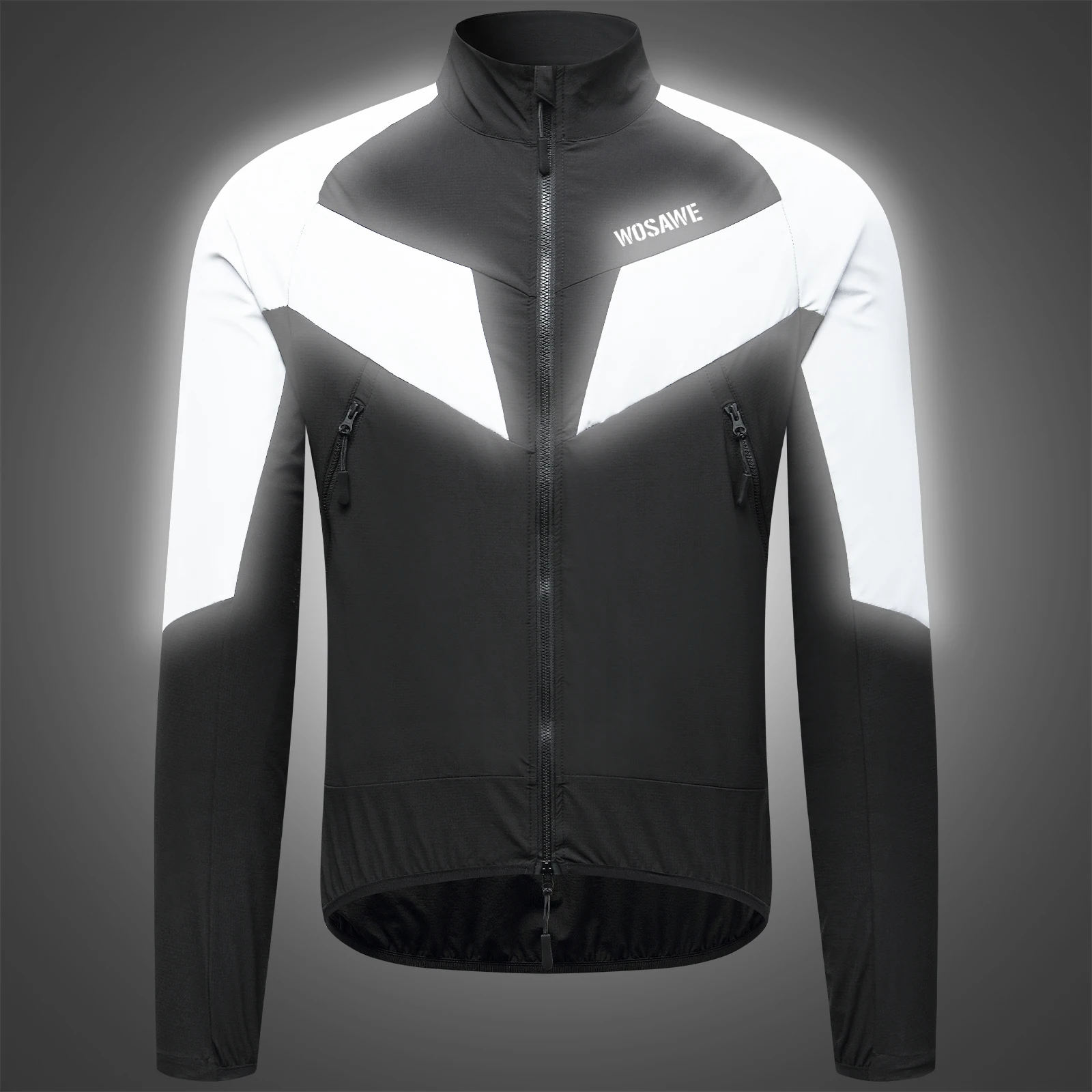 WOSAWE Ultralight Reflective Men Cycling Jacket Waterproof Riding Running Windbreaker Mix Of Fluorescent Coloured Silver Panels