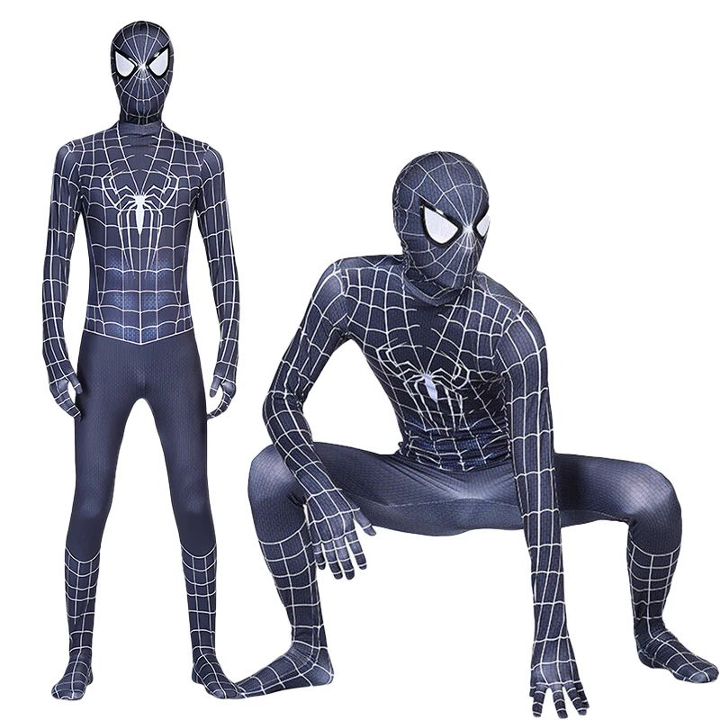 

Tobey Black Spider-Man Symbiote Cosplay Costume Slim Fit Full Body Zentai Jumpsuit Superhero Suit Halloween Carnival Party Dress