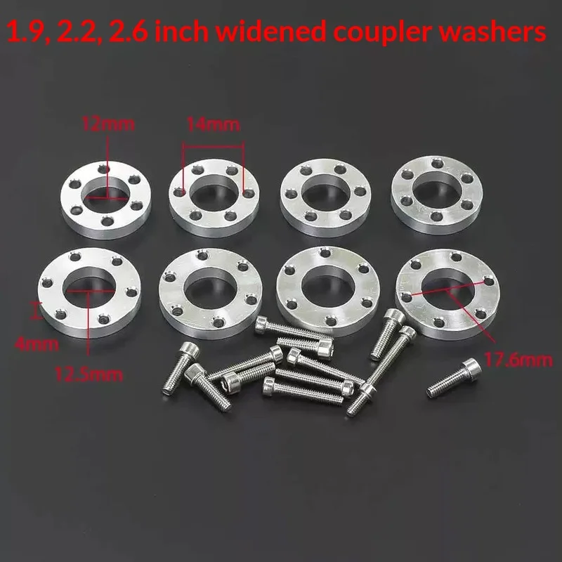1.9 2.2 2.6-Inch Climbing Car Metal Clip Tire Wheel Hub Widening Gasket 4mm Long Single-Sided Universal Vp 6-Hole