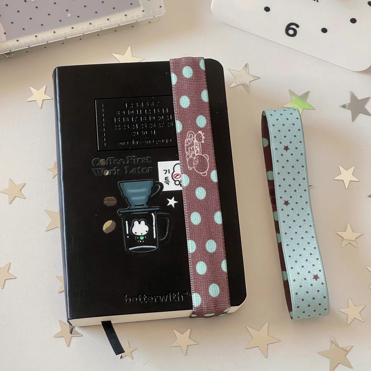 

WAKAWAKA Elastic Strap for A7 M5 Cute Dot Decoration Planner Notebook Storage Accessory Kawaii INS Style Straps for Scrapbookin