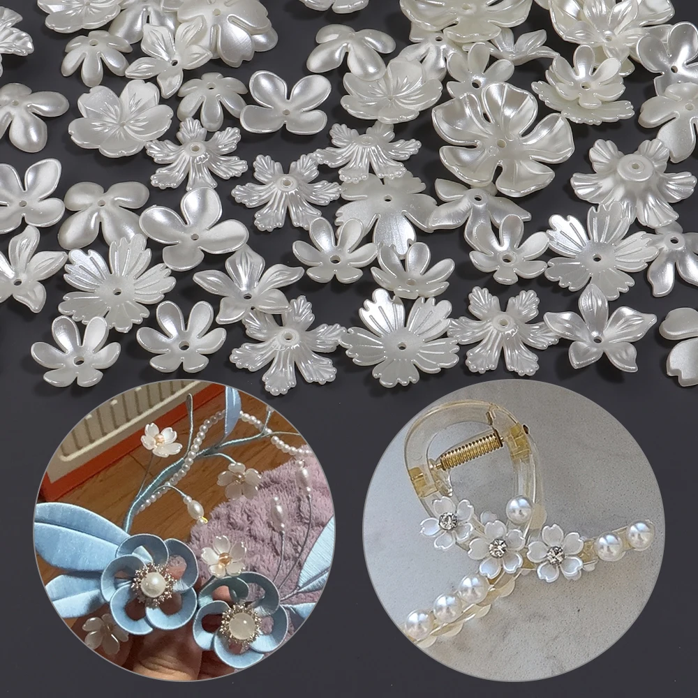 20-50 Stück/Lot ABS Imitationsperlen Blumenperlenkappen Lose Abstandsperlen für Schmuckherstellung DIY Handwerk Haarnadeln Ohrringe Zubehör – Detail 2