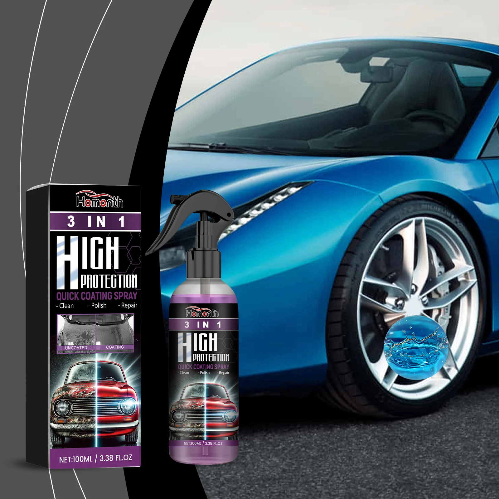 High Protection 3-in-1 Coating Spray Long Lasting Oil, Water, and Stain Resistant Cleaning and Maintenance