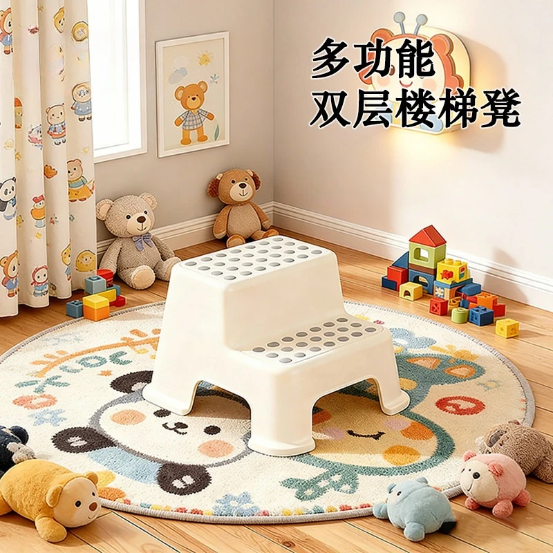 Household Anti Slip Kids Step Stool Baby Wash Hand Foot Stool Non Slip Standing Bench for Kitchen Bathroom Indoor Daily Use